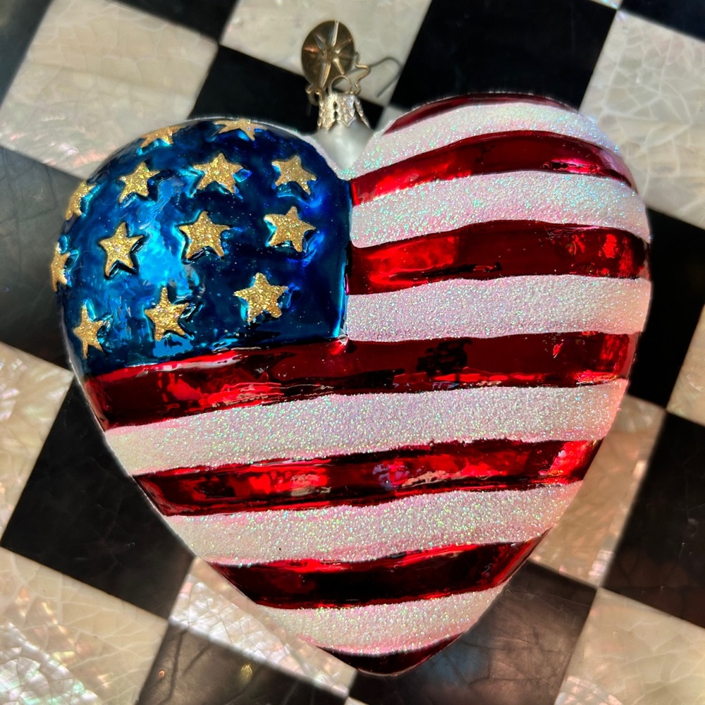 Christopher Radko American Flag Heart Ornament